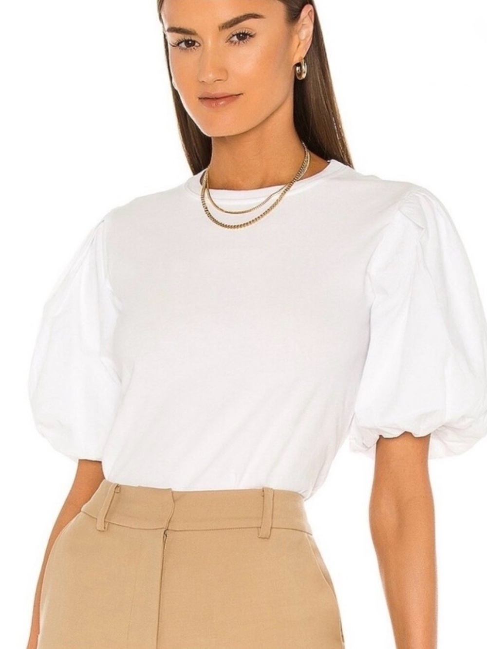 Jonathan Simkhai - White Puff Sleeve Crewneck Top